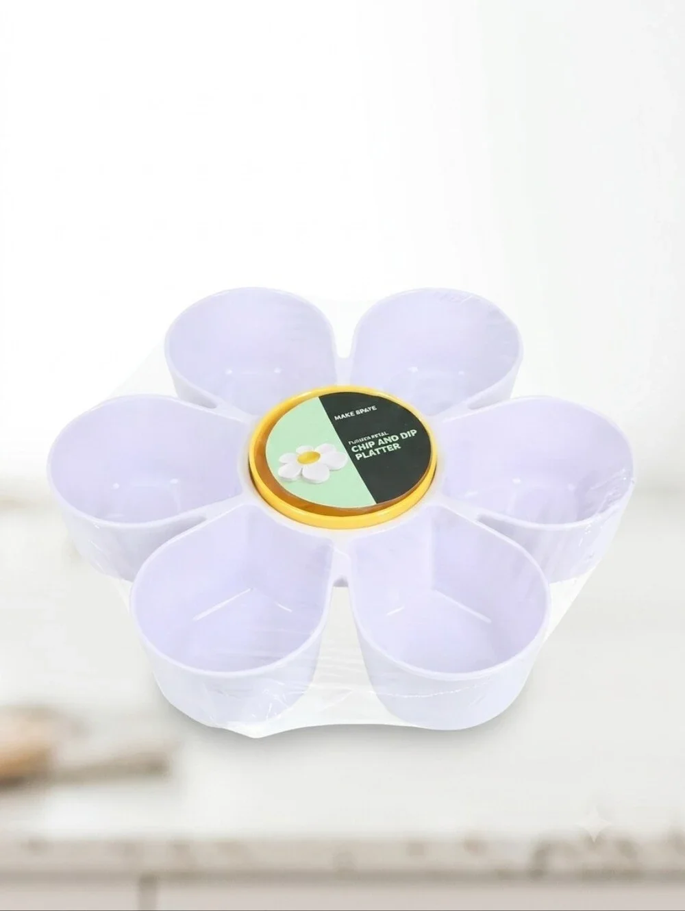 Daisy Chips & Dip Serving Tray with Yellow Center Bowl